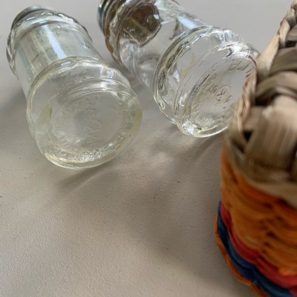 Vintage Salt & Pepper Shakers With Woven Basket - Picture 7 of 8